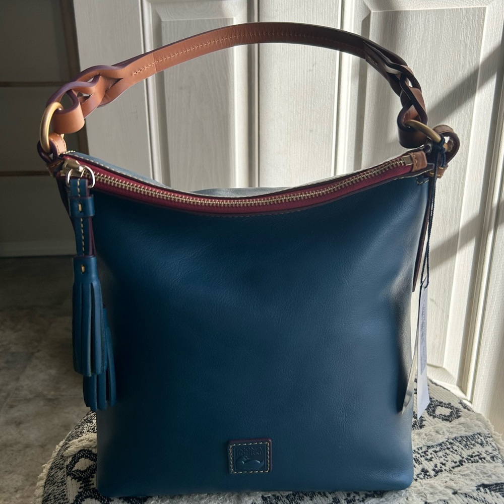Dooney & Bourke Florentine Leather Denim Braided Tassel Randy Handbag
